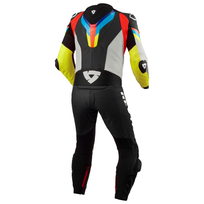 Kožená kombinéza na motorku Revit Quantum 3 svetlo šedo-fluo žltá