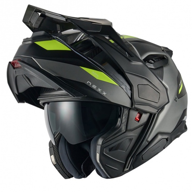 Výklopná helma na motorku Nexx X.Lifecountry Terra matná šedo-fluo žltá