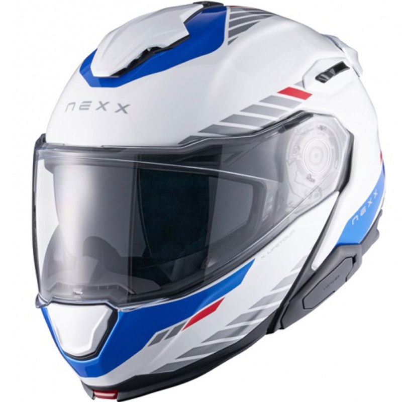 Vyklápacia helma na motorku Nexx X.Lifetour Globe bielo-modrá