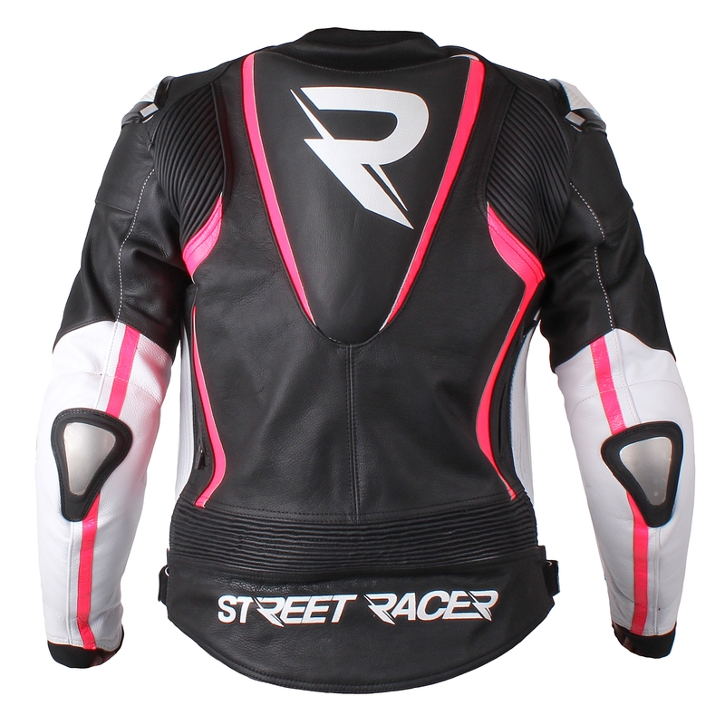 Dámska bunda na motorku Street Racer Adrianne čierno-bielo-fluo ružová vypredaj výpredaj