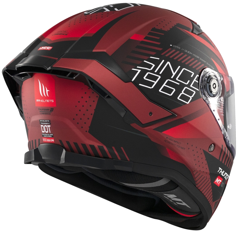 Integrálna helma na motorku MT Thunder 4 SV Luminencia matná červená