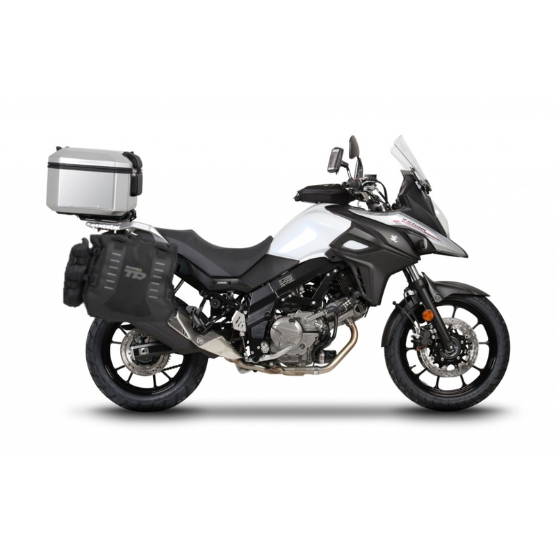 Kompletná sada sedlových brašní SHAD TERRA TR40 adventure a hliníkového kufra SHAD TERRA 48L vrátane montážnej sady SHAD SUZUKI DL 650 V-Strom