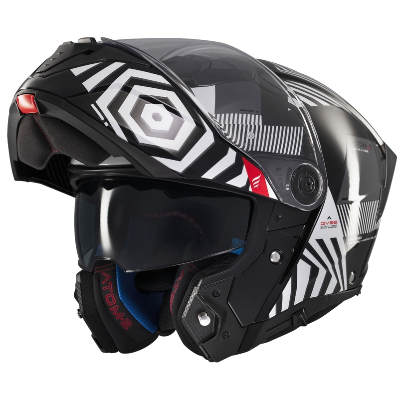 Výklopná prilba na motorku MT Atom 2 SV Strange čierno-bielo-šedá