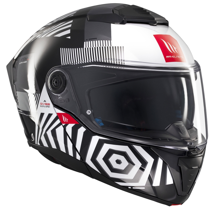 Výklopná prilba na motorku MT Atom 2 SV Strange čierno-bielo-šedá