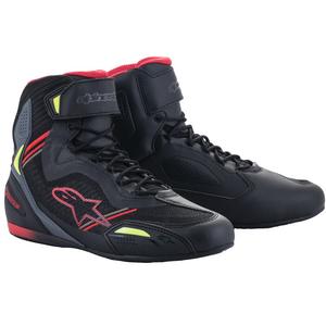 Topánky na motorku Alpinestars Faster 3 Rideknit čierno-červeno-fluo žlto-šedé
