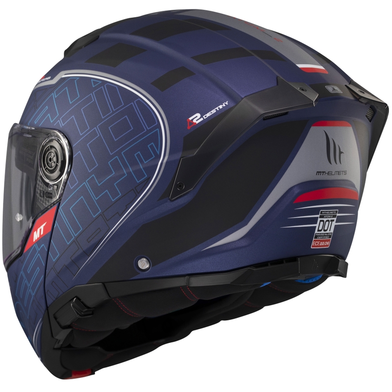 Výklopná prilba na motorku MT Atom 2 SV Destiny matná modro-čierna