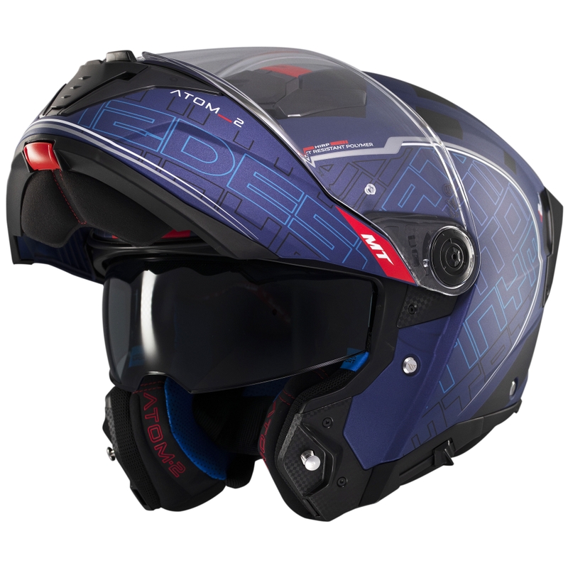 Výklopná prilba na motorku MT Atom 2 SV Destiny matná modro-čierna