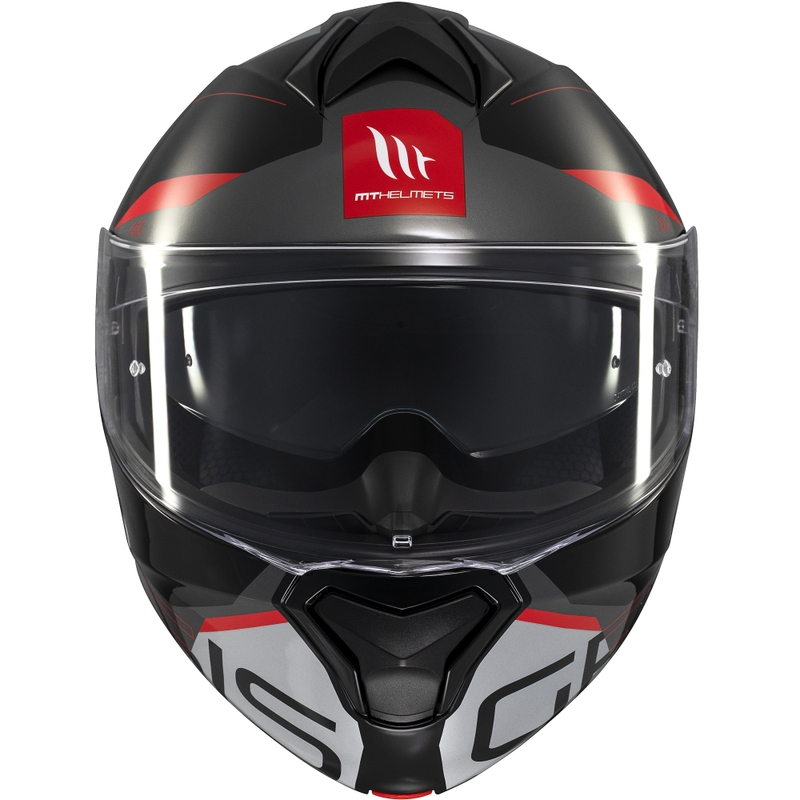 Vyklápacia helma na motorku MT Genesis SV Atempo čierno-šedo-červená
