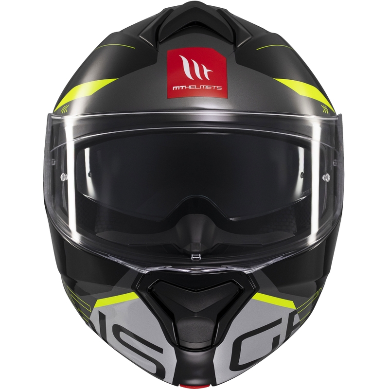 Vyklápacia helma na motorku MT Genesis SV Atempo čierno-šedo-fluo žltá