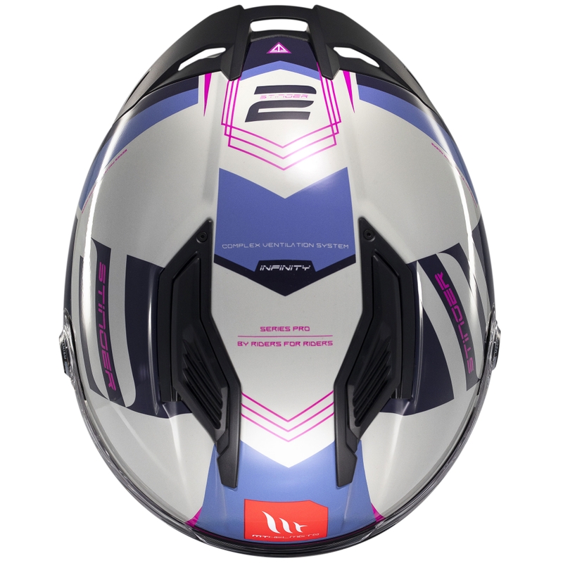 Integrálna prilba na motorku MT Stinger 2 Tron šedo-fialovo-ružová