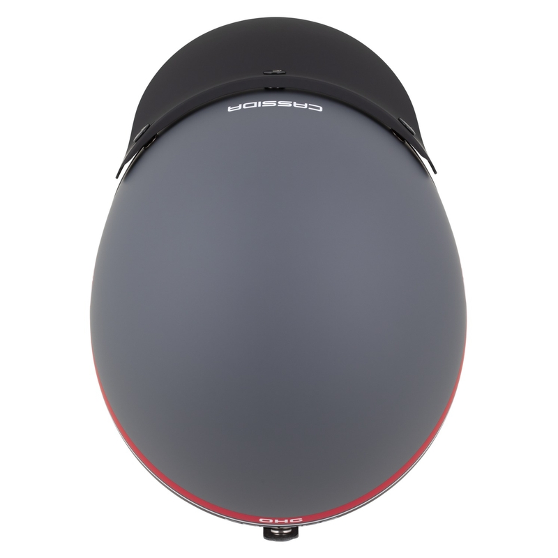 Otvorená prilba na motorku Cassida Oxygen 2.0 Jawa OHC matná šedo-červeno-čierno-biela