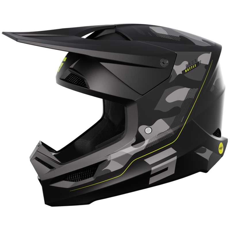 Motokrosová prilba Shot Race Battle fluorescenčno žltá matná výpredaj