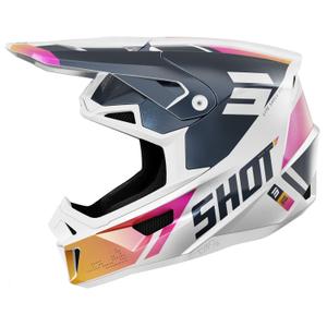 Motokrosová prilba Shot Lite Ultra perleťovo modro-oranžovo-ružová