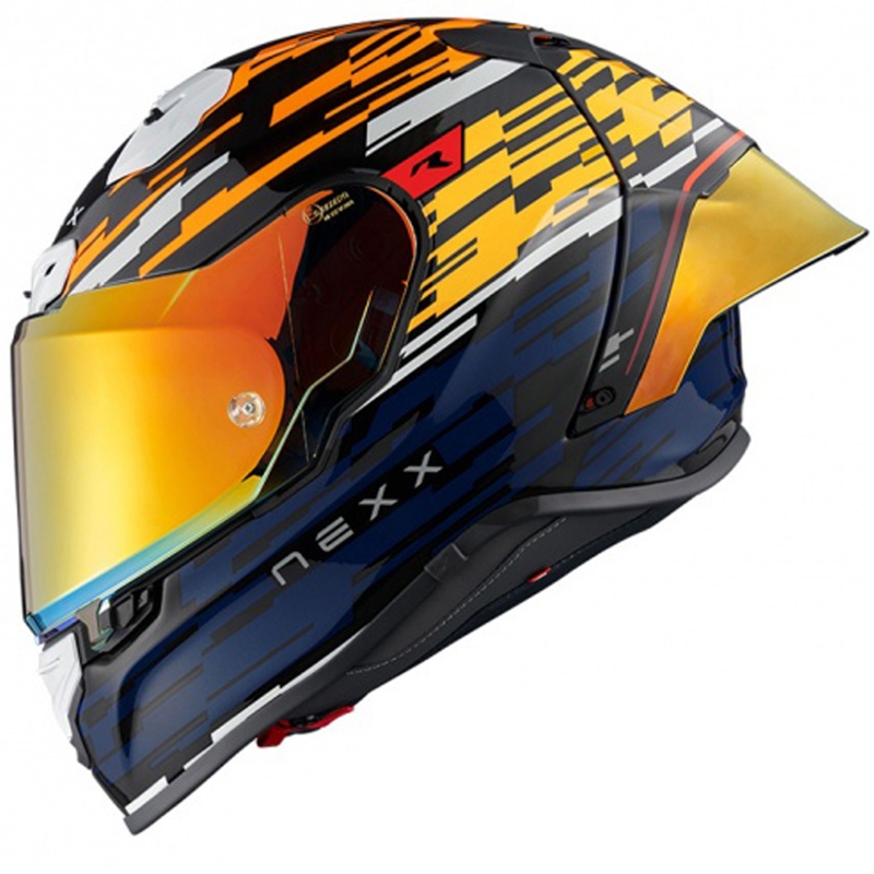 Integrálna helma na motorku Nexx X.R3R Glitch Racer oranžovo-modrá výpredaj