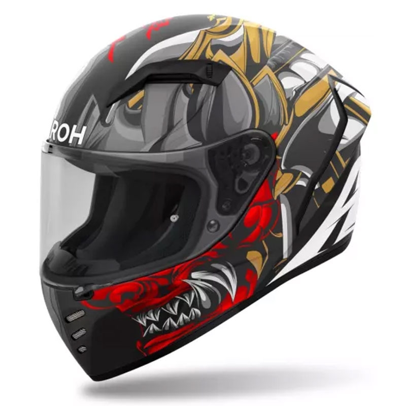 Integrálna helma na motorku Airoh Connor Samurai matná čierno-červeno-hnedo-šedá