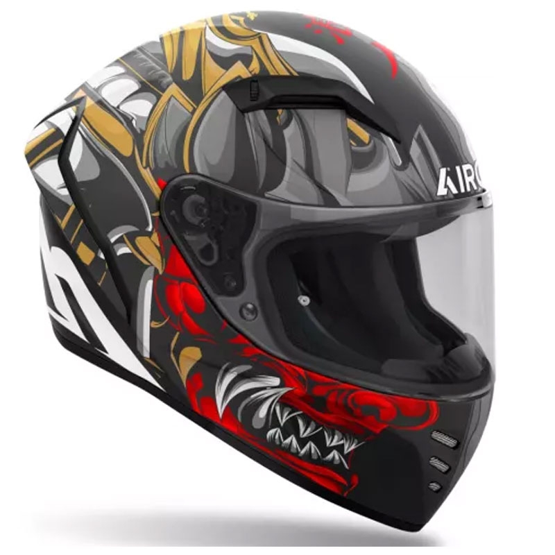 Integrálna helma na motorku Airoh Connor Samurai matná čierno-červeno-hnedo-šedá