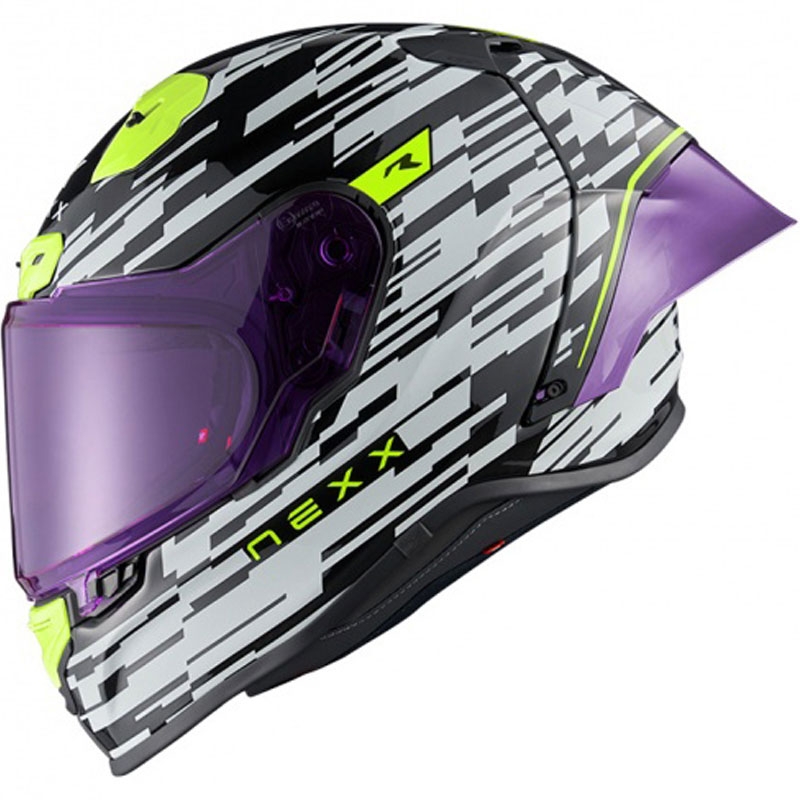 Integrálna helma na motorku Nexx X.R3R Glitch Racer bielo-fluo žltá výpredaj
