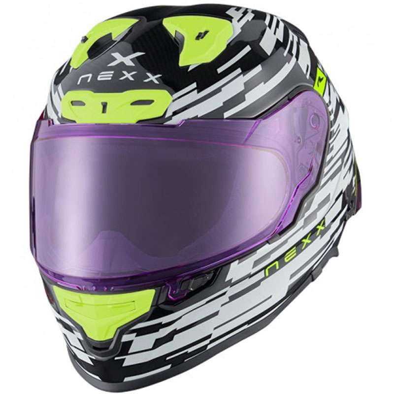 Integrálna helma na motorku Nexx X.R3R Glitch Racer bielo-fluo žltá výpredaj