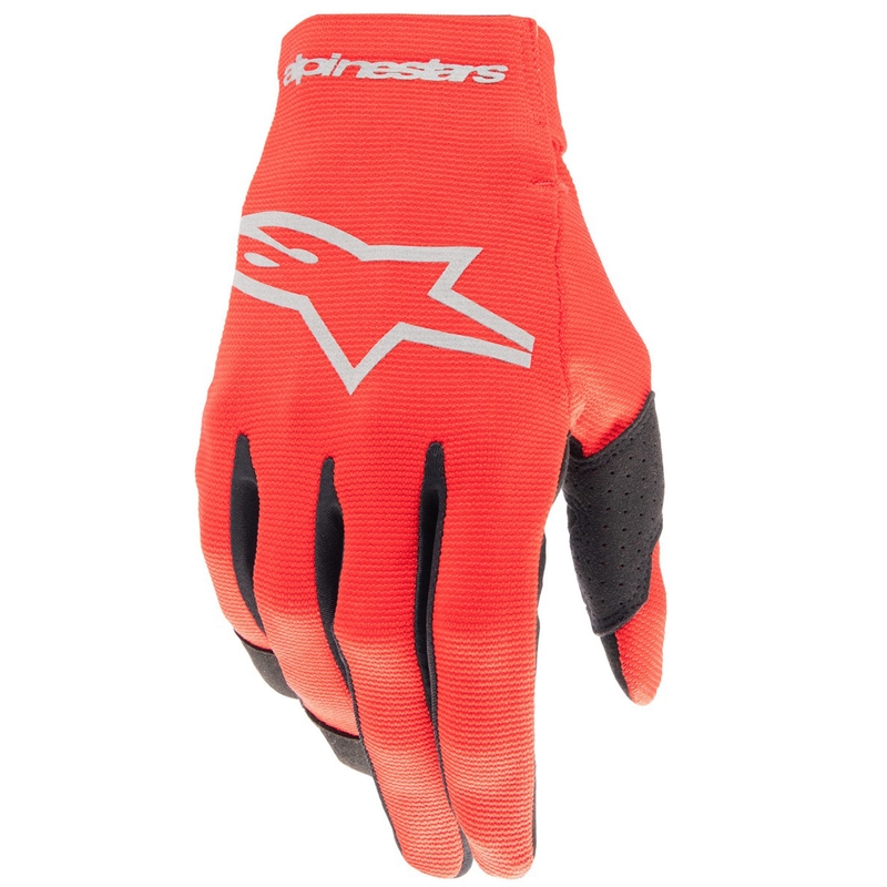 Detské motokrosové rukavice Alpinestars Radar červeno-strieborné