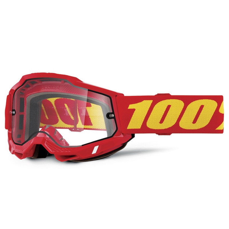 Motokrosové okuliare 100% ACCURI 2 Enduro červené s dvojitým čírym plexisklom