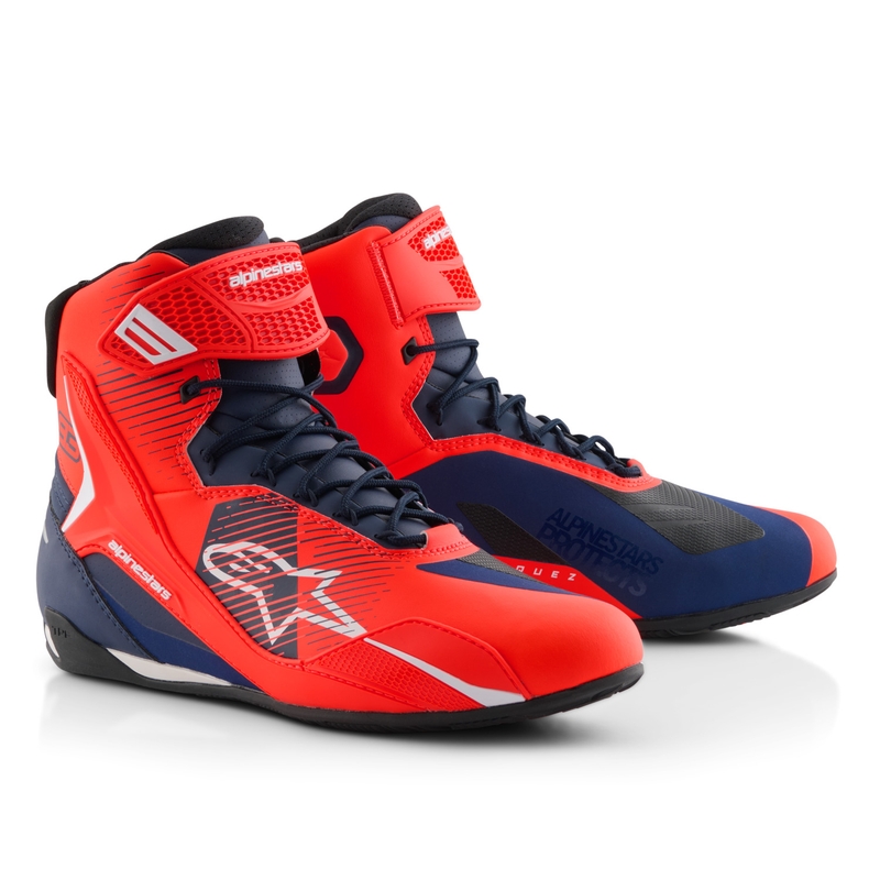 Topánky na motorku Alpinestars Faster-4 kolekcia MM93 fluo červeno-modro-biele