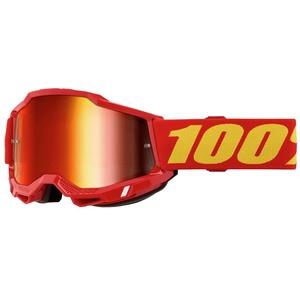 Detské motokrosové okuliare 100% ACCURI 2 červené s červeným zrkadlovým plexi