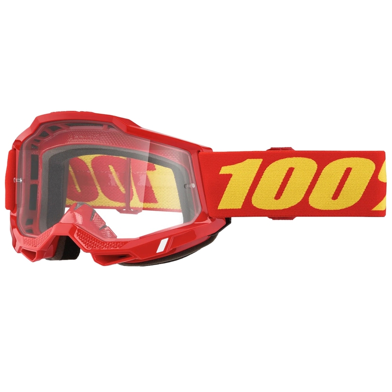 Detské motokrosové okuliare 100% ACCURI 2 červené s čírym plexisklom