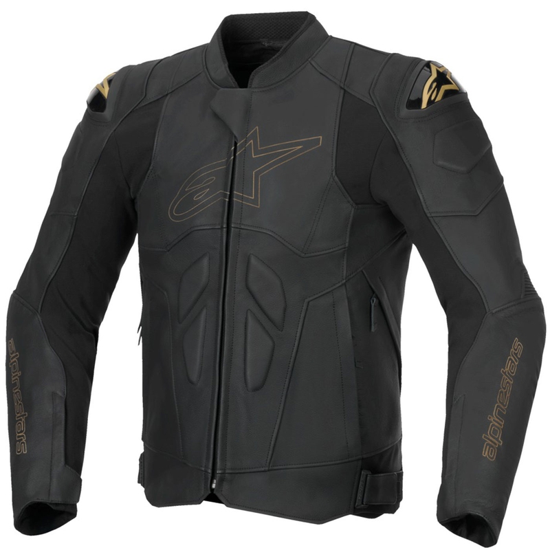 Kožená bunda na motocykel Alpinestars Dusk čierno-zlatá