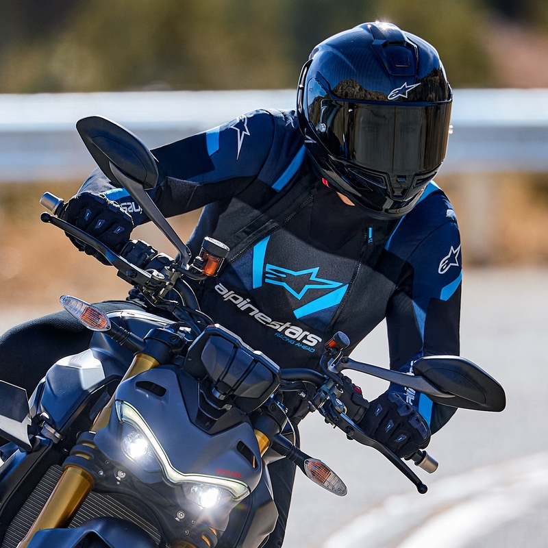 Bunda na motorku Alpinestars T-Stunt Air čierno-modro-svetlo modrá