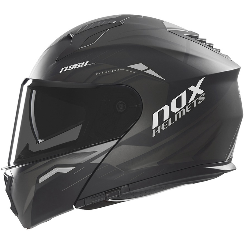 Odklápacia prilba na motocykel NOX N968 Ultra matná čierno-titánová