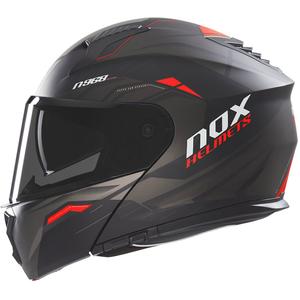 Vyklápacia helma na motorku NOX N968 Ultra matná čierno-červená