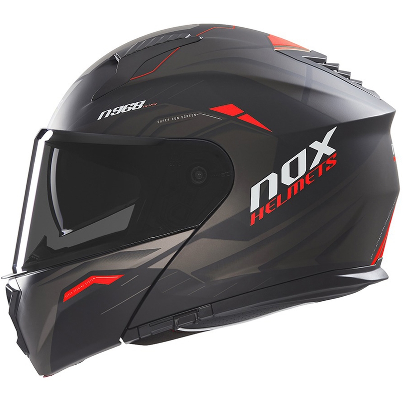 Odklápacia prilba na motocykel NOX N968 Ultra matná čierno-červená