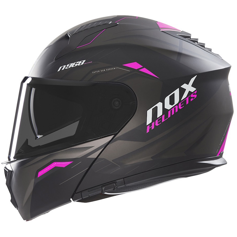 Odklápacia prilba na motocykel NOX N968 Ultra matná čierno-ružová