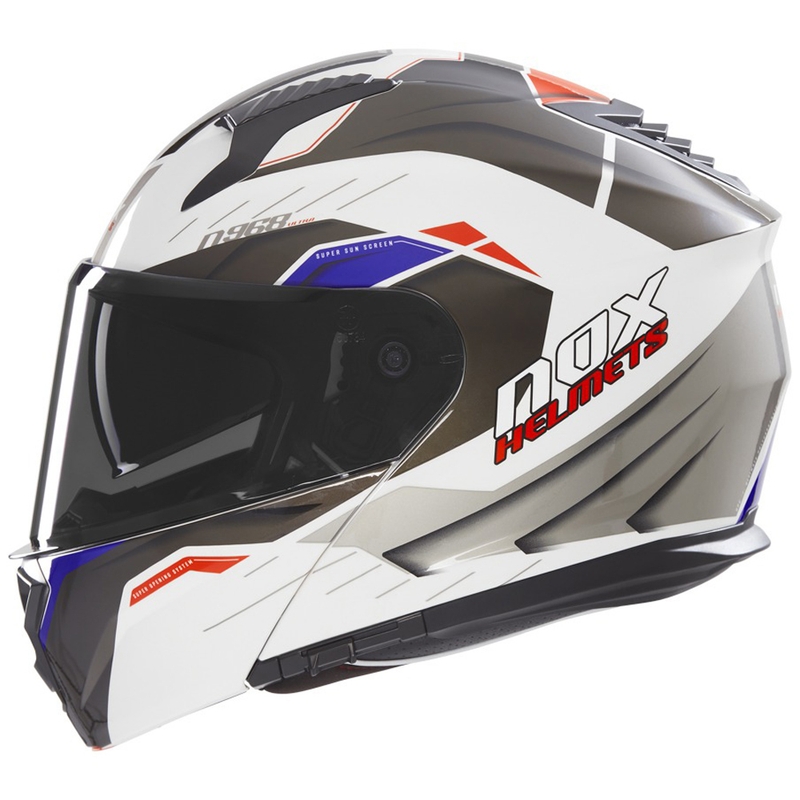 Odklápacia prilba na motocykel NOX N968 Ultra bielo-sivá