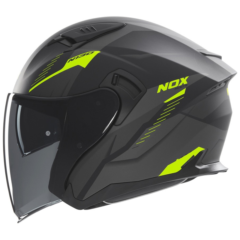 Otvorená prilba na motocykel NOX N130 Myst matná čierno-fluorescenčno žltá
