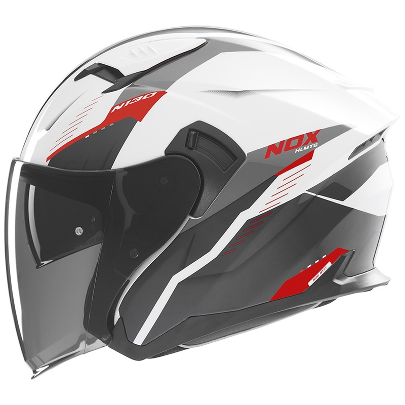 Otvorená prilba na motocykel NOX N130 Myst bielo-čierno-červená