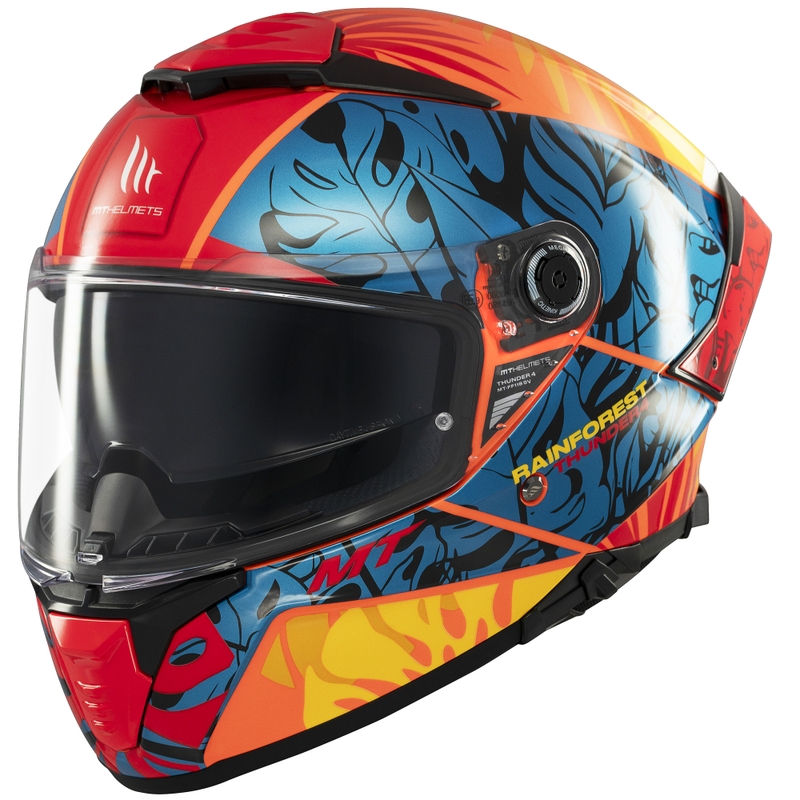 Integrálna helma na motorku MT Thunder 4 SV Rainforest modro-oranžová