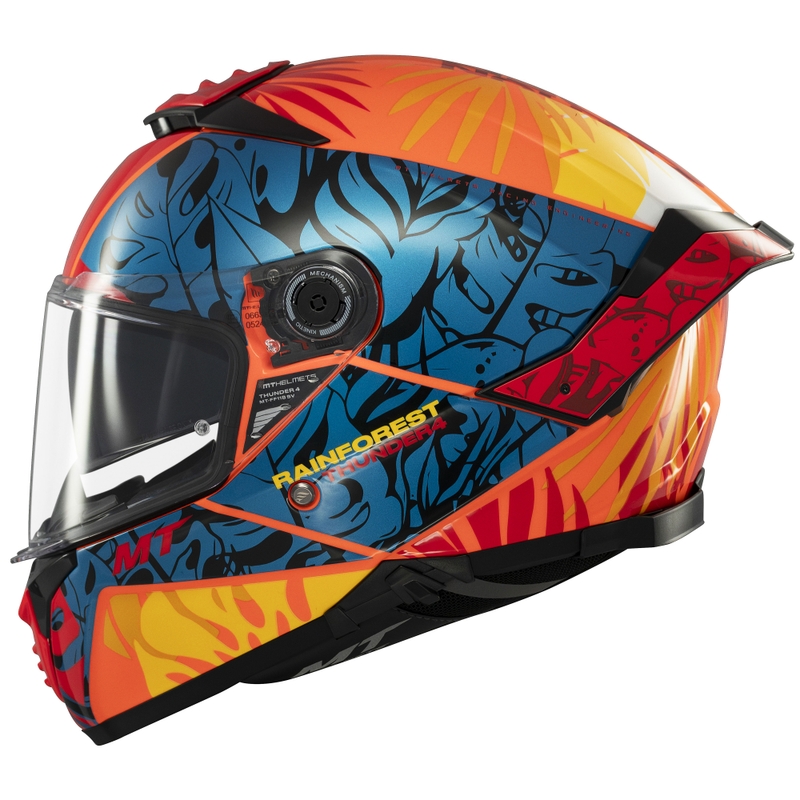 Integrálna helma na motorku MT Thunder 4 SV Rainforest modro-oranžová