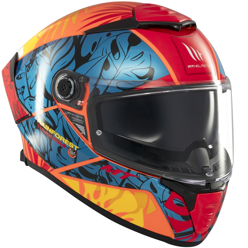 Integrálna helma na motorku MT Thunder 4 SV Rainforest modro-oranžová