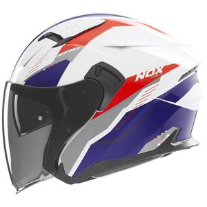 Otvorená helma na motorku NOX N130 Myst bielo-modro-červená