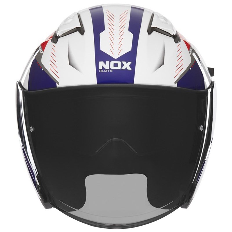 Otvorená prilba na motocykel NOX N130 Myst bielo-modro-červená