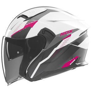 Otvorená helma na motorku NOX N130 Myst bielo-čierno-ružová