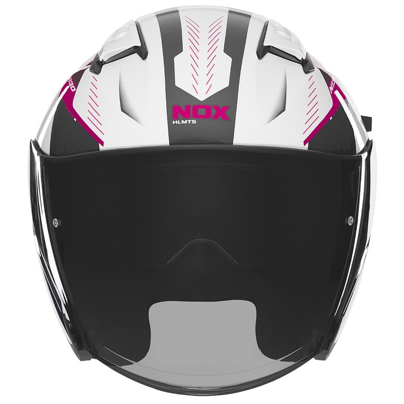Otvorená prilba na motocykel NOX N130 Myst bielo-čierno-ružová