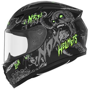 Detská integrálna helma na motorku NOX N731 ZUMBI matná čierno-zelená