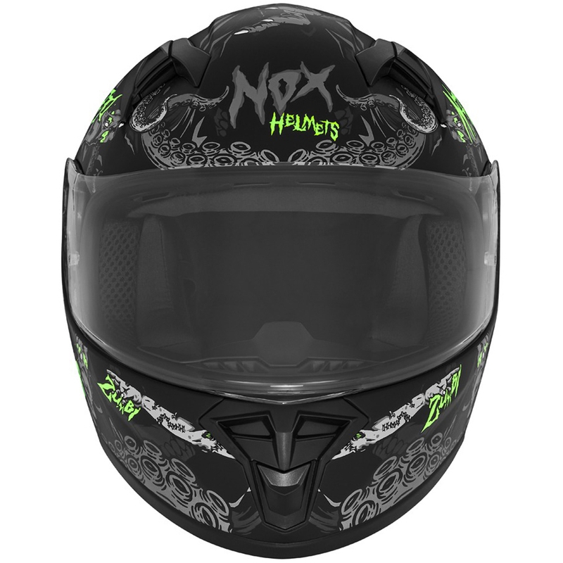 Detská integrálna prilba na motocykel NOX N731 ZUMBI matná čierno-zelená