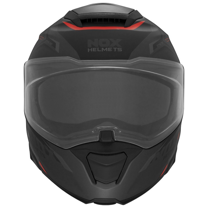 Vyklápacia helma na motorku NOX N967 Synchro matná čierno-červená