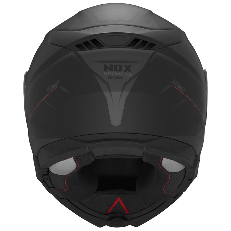 Vyklápacia helma na motorku NOX N967 Synchro matná čierno-červená