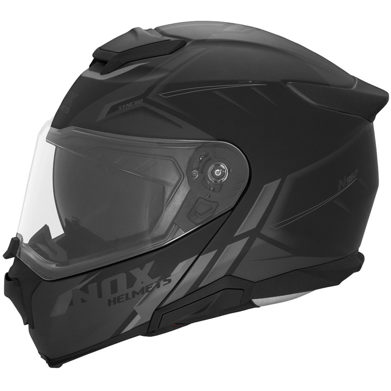 Vyklápacia helma na motorku NOX N967 Synchro matná čierno-šedá