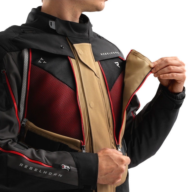 Bunda na motorku Rebelhorn Hardy 3.0 béžovo-šedo-červená