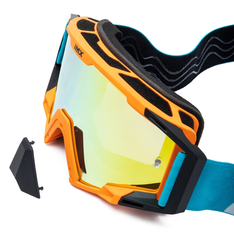 Motokrosové okuliare iMX Sand oranžovo-modro-biele s iridiovým plexi
